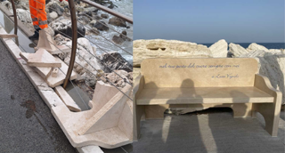 La mareggiata distrugge la panchina dedicata a Luca Vignoli al Molo Sud